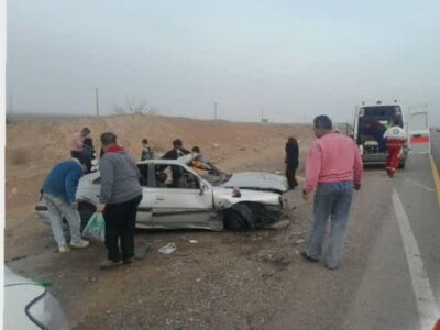 واژگونی پژو پارس در محور شاهرود به میامی با ۳ مصدوم