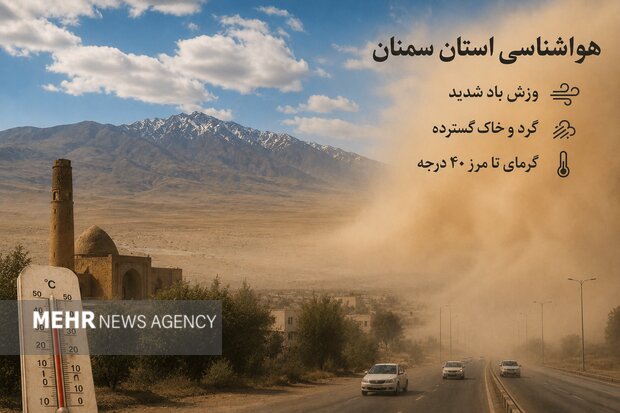 گرمای سوزان و تندبادهای گردوخاکی؛ ۴ شهرستان سمنان در وضعیت هشدار